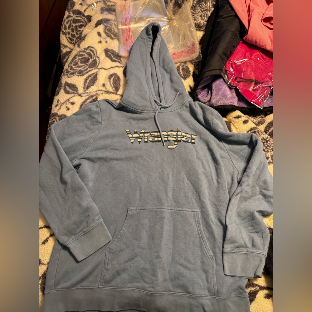 Wrangler Light Blue Hoodie with Logo